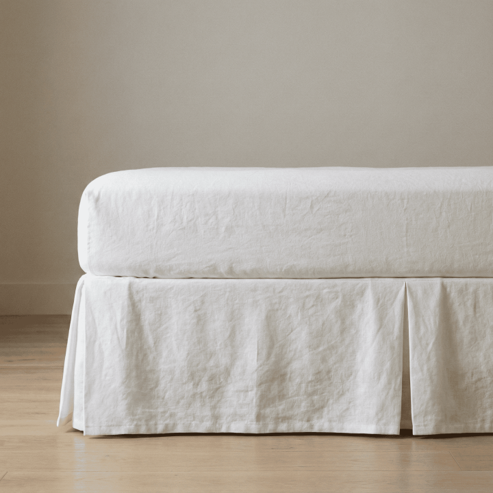 White linen bed skirt — Tailored, 170 GSM | LinenOwl