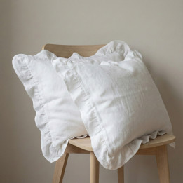 White linen pillowcase — Frilled, 170 GSM | LinenOwl