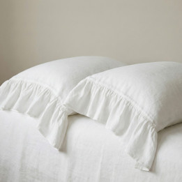 White linen pillowcase — Ruffle, 170 GSM | LinenOwl