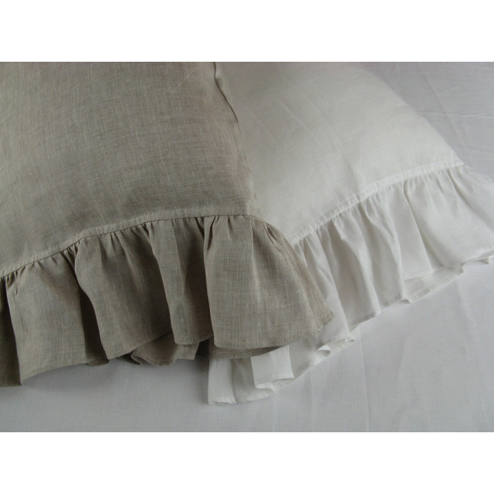 White linen pillowcase — Ruffle, 170 GSM | LinenOwl