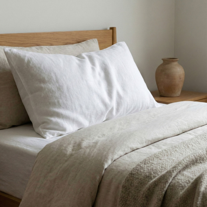 White linen pillowcase — Housewife, 170 GSM | LinenOwl