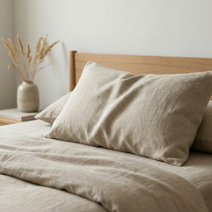 Oatmeal linen pillowcase — Housewife, 170 GSM | LinenOwl
