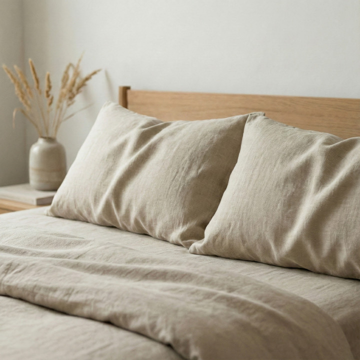 Oatmeal linen pillowcase — Housewife, 170 GSM | LinenOwl