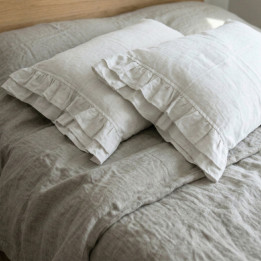 White linen pillowcase — Doubled Ruffle, 170 GSM | LinenOwl