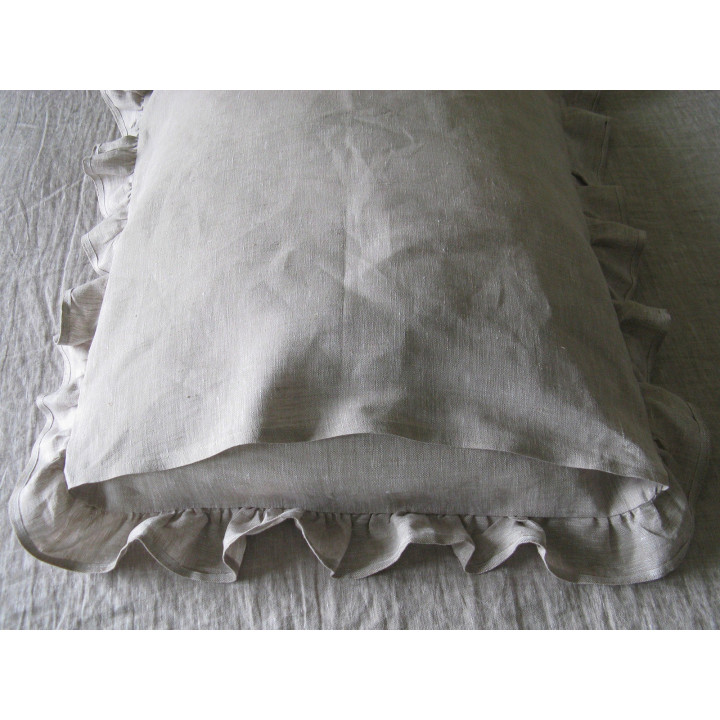 Oatmeal linen pillowcase — Frilled, 170 GSM | LinenOwl