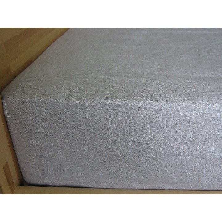 Oatmeal linen fitted sheet — Deep pocket, 170 GSM | LinenOwl